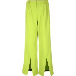 Happily Grey Lime Green High Waist Wide Leg Split Hem Pants